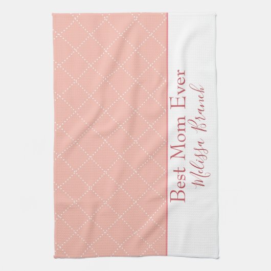  Roze en Witte Beste Mam ooit Theedoek (Verticaal)