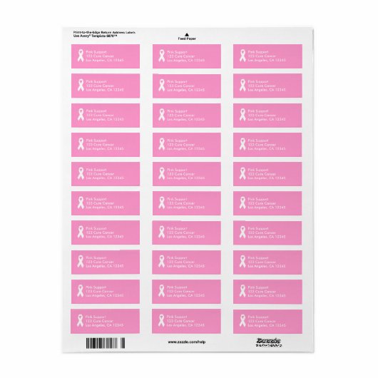 Roze en witte bewustwording etiket (Full Sheet)