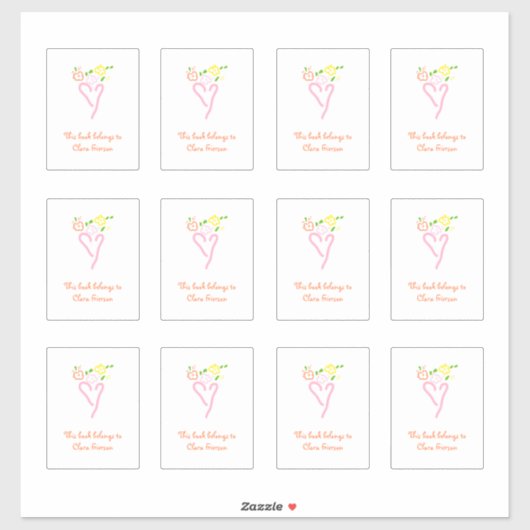 Roze en witte bladbladzijden sticker (Vel)