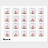 Roze en witte bladerwten vierkante sticker (Vel)