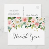 Roze en Witte Bloem Bruiloft Bedankkaartjes Briefkaart (Voorkant / Achterkant)