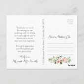 Roze en Witte Bloem Bruiloft Bedankkaartjes Briefkaart (Achterkant)