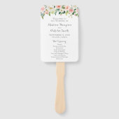Roze en witte bloem bruiloft programma fans handwaaier (Voorkant)