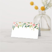 Roze en witte bloem bruiloft voedsel label Kaarten Plaatskaartje (Voorkant)