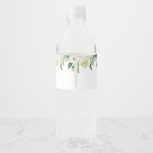 Roze en Witte Bloem Bruiloft Water Fles Labels Waterfles Etiket (Achterkant)