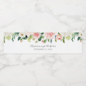 Roze en Witte Bloem Bruiloft Water Fles Labels Waterfles Etiket (Enkel label)