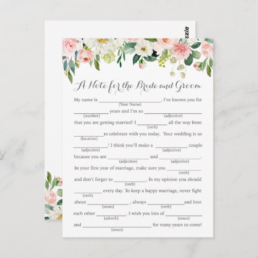 Roze en Witte Bloem Huwelijksadvies Kaarten (Voorkant / Achterkant)
