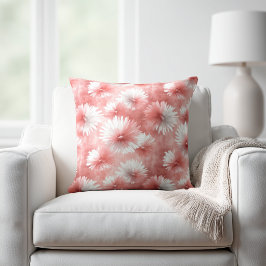 Roze en Witte Bloem Kussen
