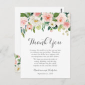 Roze en Witte Bloem Plaats Instelling Dank U Kaart (Voorkant / Achterkant)