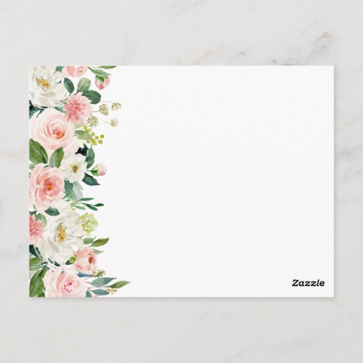 Roze en Witte Bloem Plaats Instelling Dank U Kaart (Achterkant)