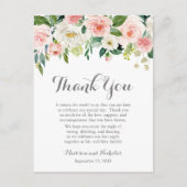 Roze en Witte Bloem Plaats Instelling Dank U Kaart (Voorkant)