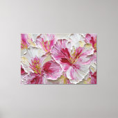 Roze en Witte Bloemblaadjes met Gele Centra – Abst Canvas Afdruk (Voorkant)