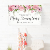 Roze en Witte Bloemen 60ste Verjaardagsfeest Welko Spandoek (Insitu)