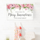 Roze en Witte Bloemen 70ste Verjaardagsfeest Welko Spandoek (Insitu)