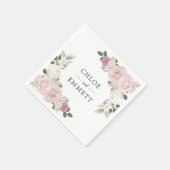 Roze en Witte Bloemen Aangepaste Bruiloft Servette Servet (Hoek)