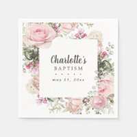 Roze en Witte Bloemen Aangepaste Doop