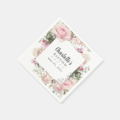 Roze en Witte Bloemen Aangepaste Doop Servet (Hoek)