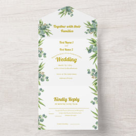 Roze en witte bloemen all in one uitnodiging