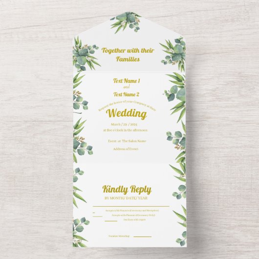 Roze en witte bloemen all in one uitnodiging (Binnen)