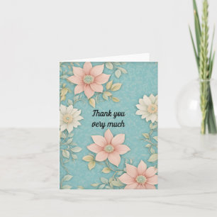 Roze en Witte Bloemen Aqua Achtergrond Bedankt