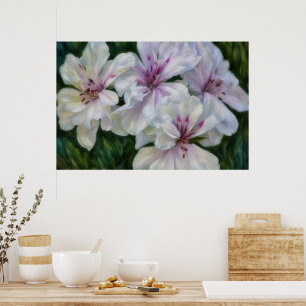 Roze en Witte Bloemen Bloemig Kunst Poster Print