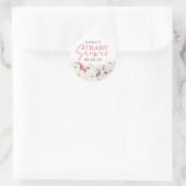 Roze en witte bloemen Boho Baby shower Ronde Sticker (Tas)