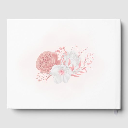 roze en witte bloemen - botanische bruiloft gastenboek (Achterkant)
