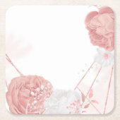roze en witte bloemen botanische bruiloft kartonnen onderzetters (Voorkant)