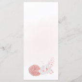roze en witte bloemen botanische bruiloft menu (Achterkant)