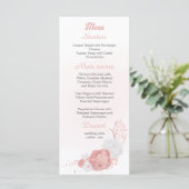 roze en witte bloemen botanische bruiloft menu (Staand voorkant)