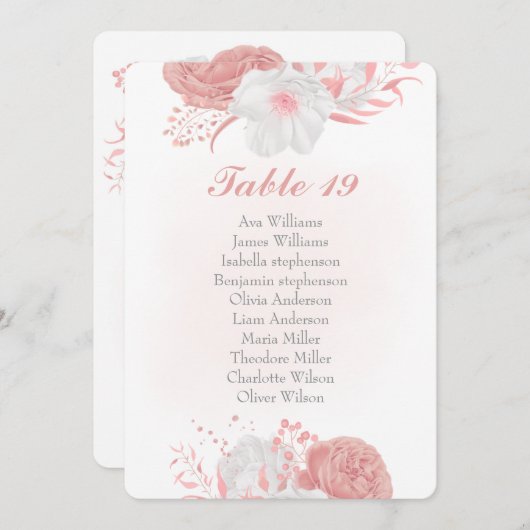 roze en witte bloemen botanische kaart (Voorkant / Achterkant)