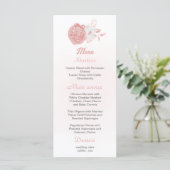 roze en witte bloemen botanische trouwmenu menu (Staand voorkant)