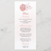 roze en witte bloemen botanische trouwmenu menu (Voorkant)