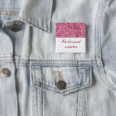 Roze en witte  bloemen Bridesmaid Vierkante Button 5,1 Cm (In situ)