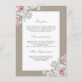 Roze en Witte Bloemen Bruiloft Informatie Gast Informatiekaartje