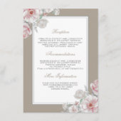 Roze en Witte Bloemen Bruiloft Informatie Gast Informatiekaartje (Voorkant)