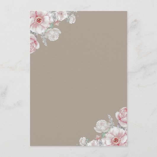 Roze en Witte Bloemen Bruiloft Informatie Gast Informatiekaartje (Achterkant)