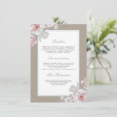Roze en Witte Bloemen Bruiloft Informatie Gast Informatiekaartje (Staand voorkant)