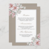 Roze en Witte Bloemen Bruiloft Informatie Gast Informatiekaartje (Voorkant / Achterkant)