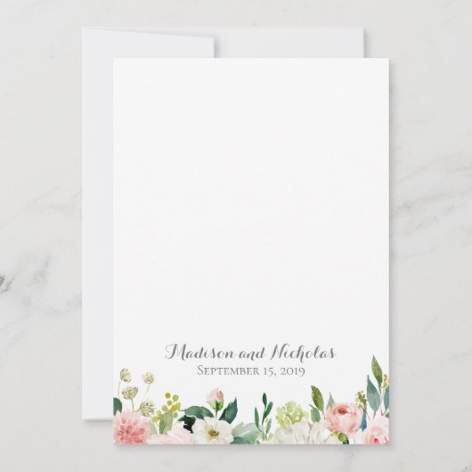 Roze en witte bloemen bruiloft uitnodiging Kaart (Achterkant)