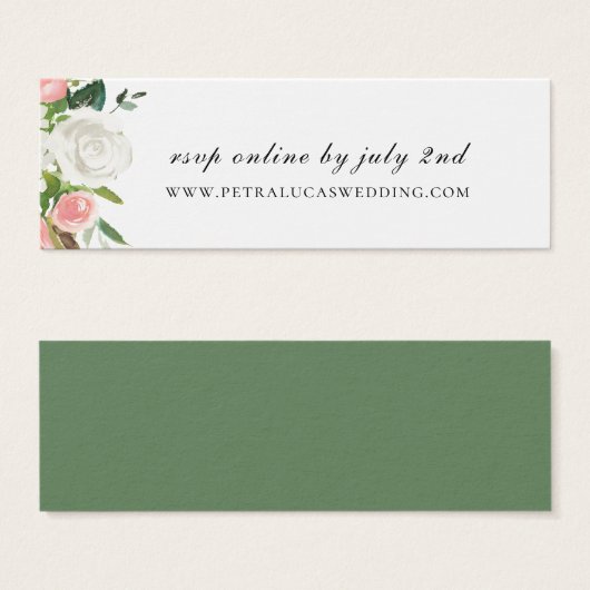 Roze en Witte Bloemen Bruiloft Website RSVP Mini Visitekaartjes (Voorkant /achterkant)