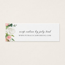 Roze en Witte Bloemen Bruiloft Website RSVP Mini Visitekaartjes