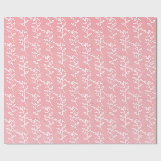 Roze en witte bloemen cadeaupapier (Vlak)