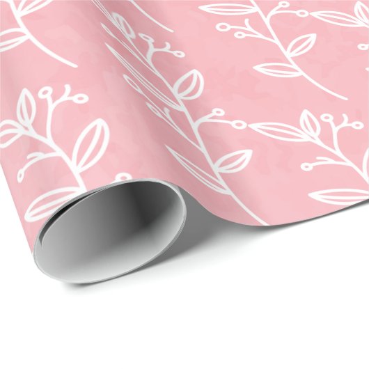 Roze en witte bloemen cadeaupapier (Rol Hoek)