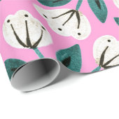 Roze en Witte Bloemen Cadeaupapier (Rol Hoek)