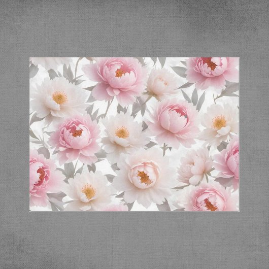 Roze en Witte Bloemen Decoupage Tissue Paper Tissuepapier