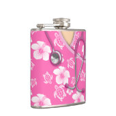 Roze en witte bloemen draaien medische kruiden heupfles (Rechts)