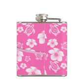 Roze en witte bloemen draaien medische kruiden heupfles (Achterkant)