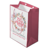 Roze en Witte Bloemen Eid Mubarak Gift Bag Medium Cadeauzakje (Voorkant Gekanteld)