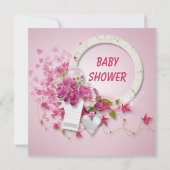 Roze en witte bloemen en zwembaden voor baby-meisj kaart (Achterkant)